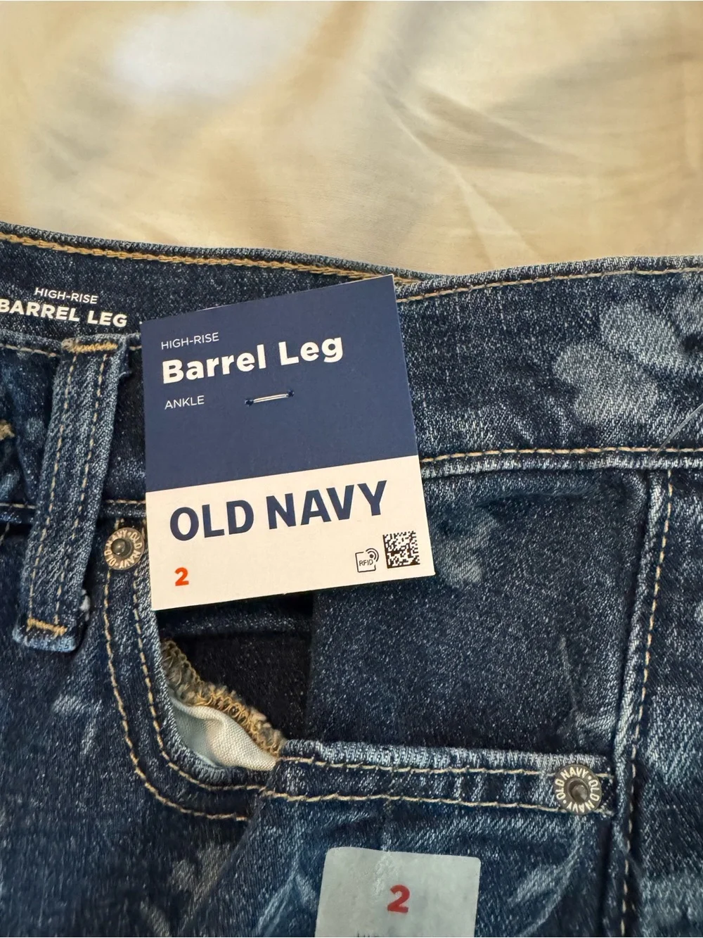Old Navy Dark Blue Floral barrel Jeans